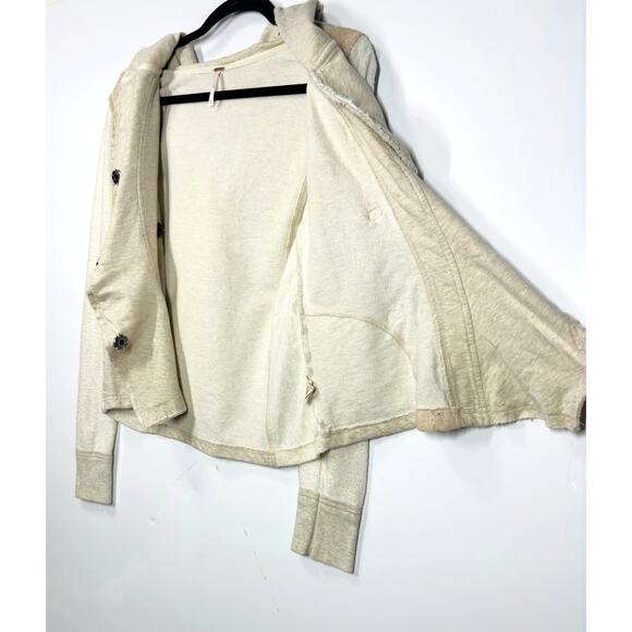 Free People Clementine Cream Lace Asymmetrical Boho Jacket Snap Size Small/P - Picture 6 of 10